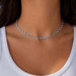925 Gümüş | Akuamarin Taşlı Kalp Choker Kolye