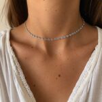 925 Gümüş | Akuamarin Taşlı Kalp Choker Kolye