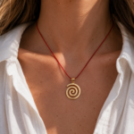 Kırmızı İpli Spiral Kolye